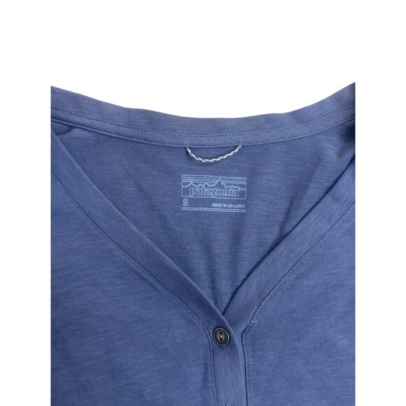 Patagonia Women’s S Henley Long Sleeve Shirt Blue Organic Cotton Casual Hiking - Picture 2 of 7
